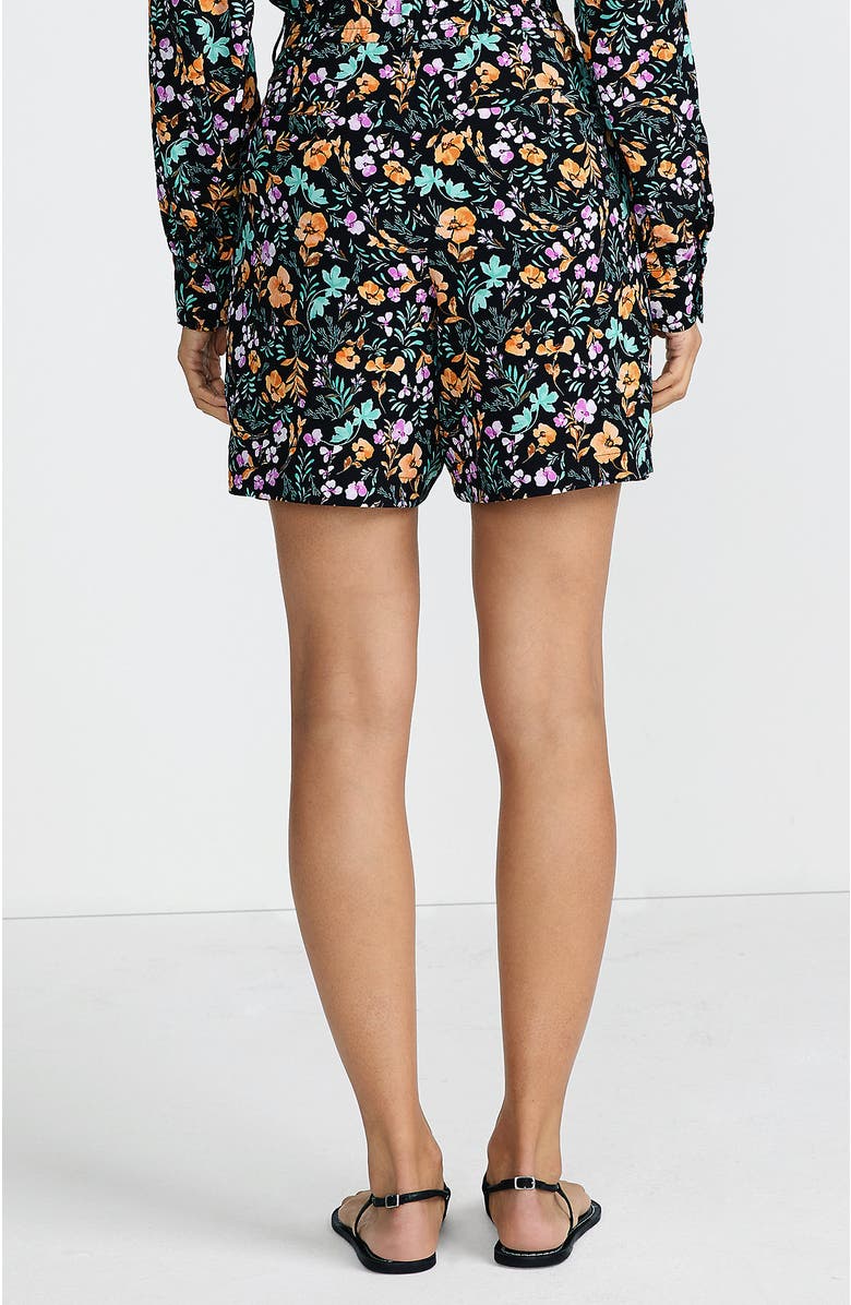 Lands' End Creaseless High Rise 7" Shorts, Alternate, color, Black Large Watercolor Floral