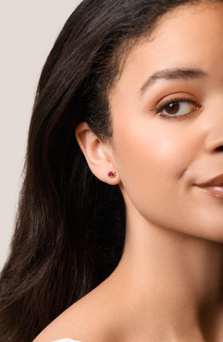 Bony Levy El Mar Ruby & Diamond Stud Earrings, Alternate, color, 18K Yellow Gold Ruby