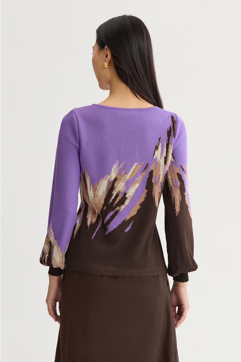 Soft Jacquard Knit Top, Alternate, color, Sunset Purple/Dark Umber