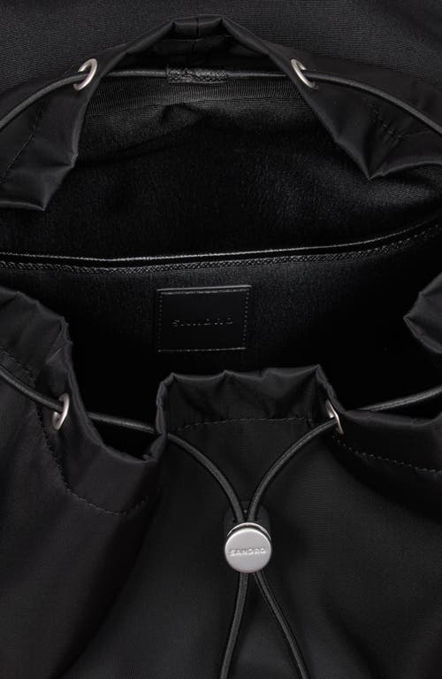 Sandro Mens Black Logo-plaque Woven Backpack In Black