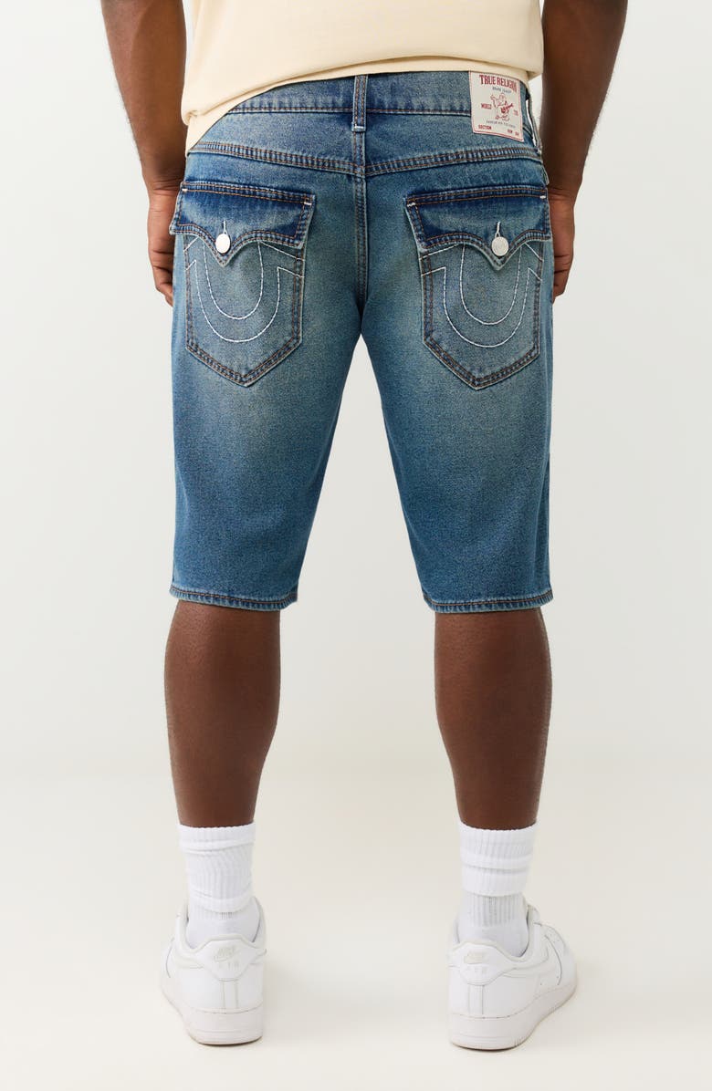 True Religion Ricky Big T Flap Pocket Denim Shorts, Alternate, color, Medium Ocean Storm