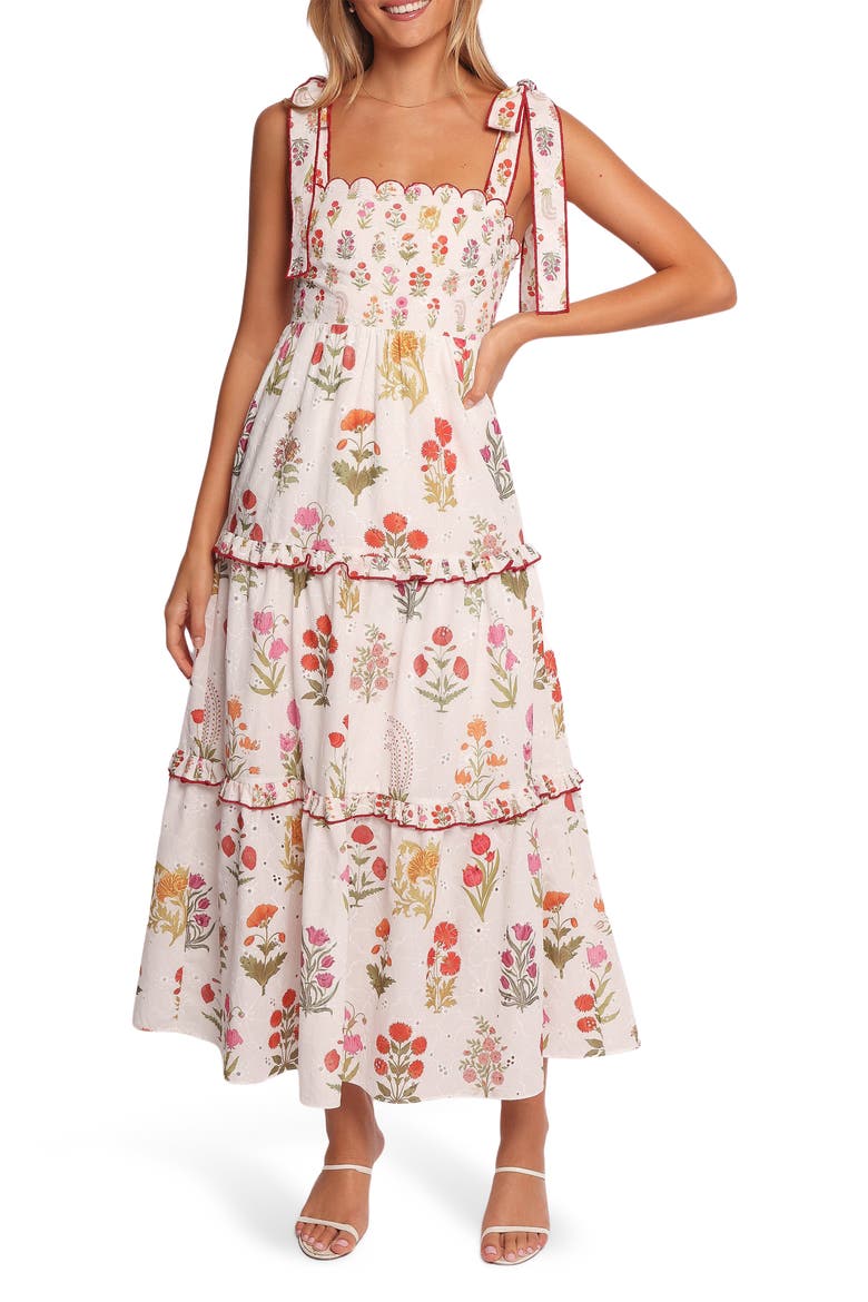 Aurelia Print Tie Strap Sleeveless Maxi Dress, Main, color, WHITE FLORAL