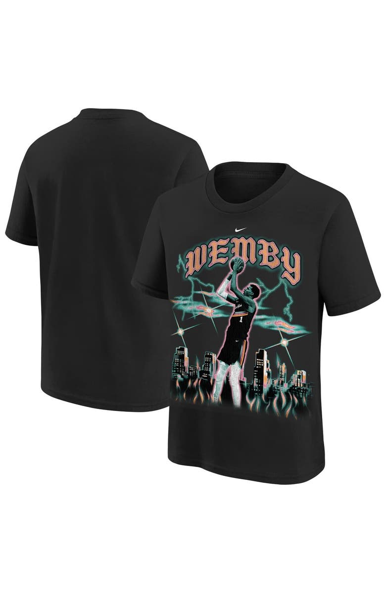 Nike Youth Nike Victor Wembanyama Black San Antonio Spurs City Edition Player T-Shirt, Main, color, 