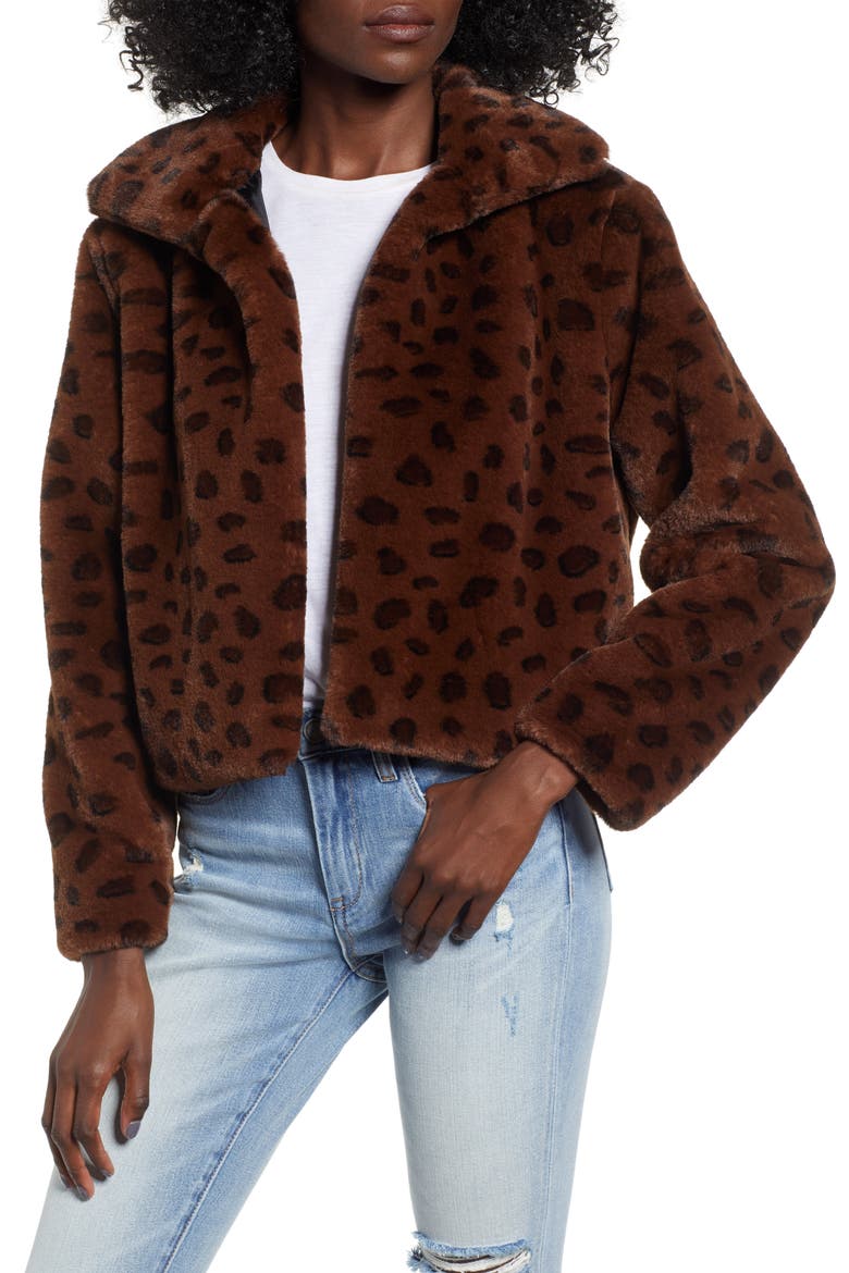 Brittney Leopard Print Faux Fur Jacket, Main, color, AVALON BROWN LEOPARD