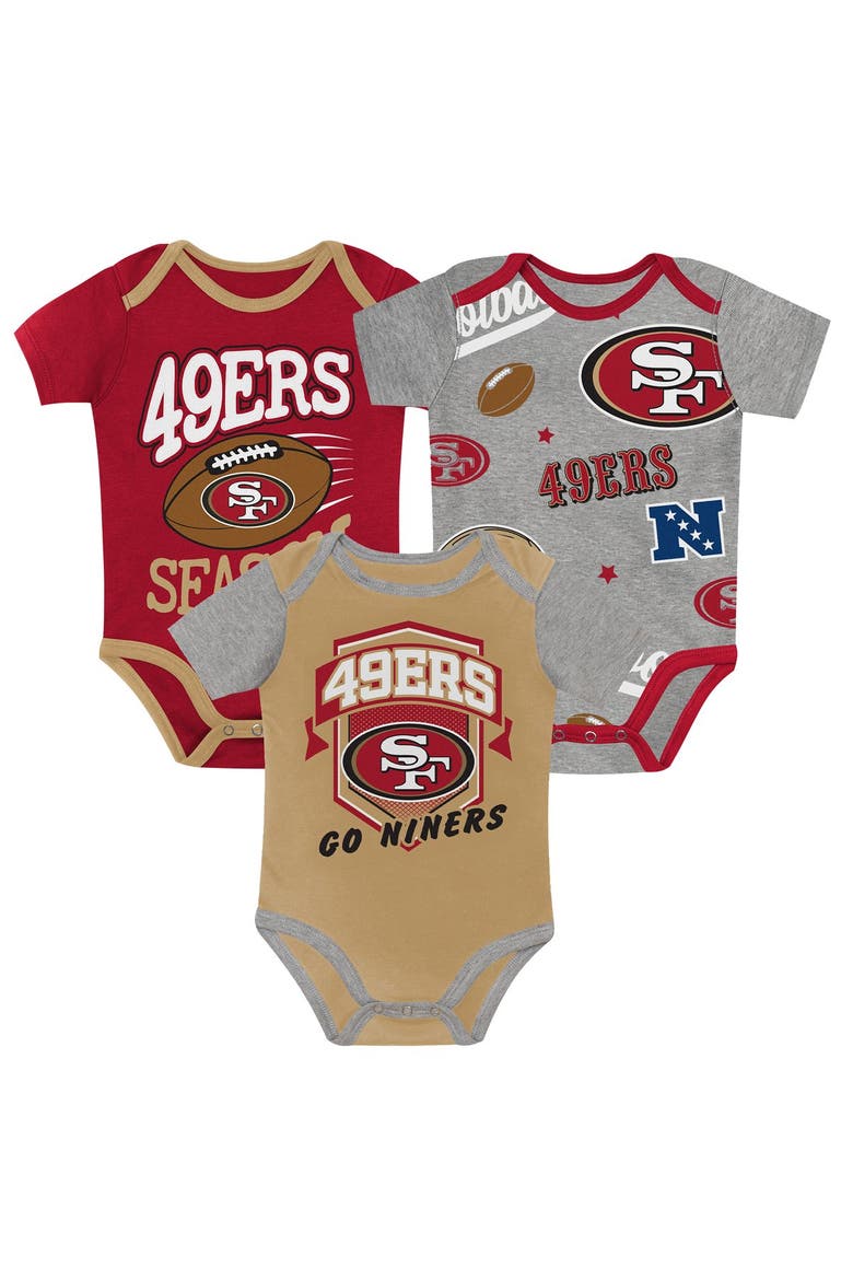 Newborn Outerstuff  San Francisco 49ers First Round Pick Three-Piece Creeper Set, Main, color, Red