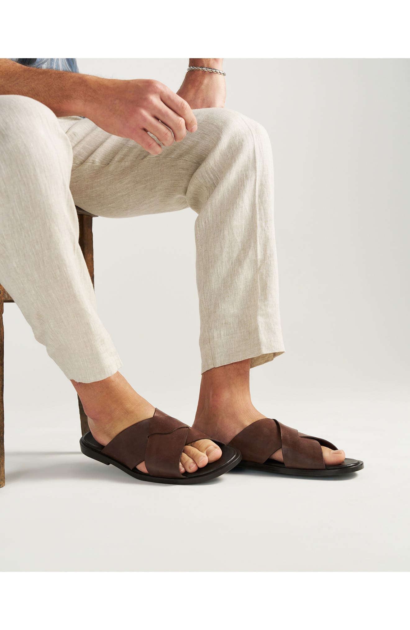 Lexington Leather Slide Sandal, Alternate, color, DARK CHOCOLATE