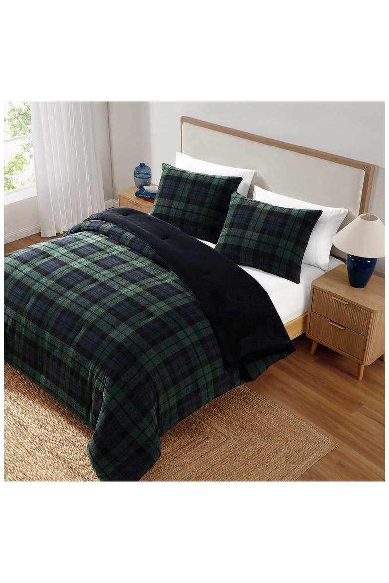 Edinburgh Tartan 2-Piece Comforter Set, Alternate, color, NAVY BLUE-BLACK