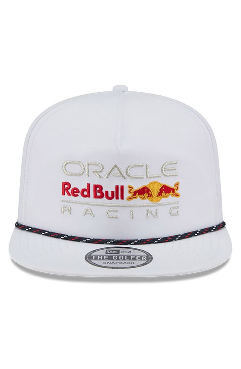 New Era Men's New Era White Red Bull Racing Leisure Featherweight Perforated Rope Golfer Snapback Hat, Alternate, color, 