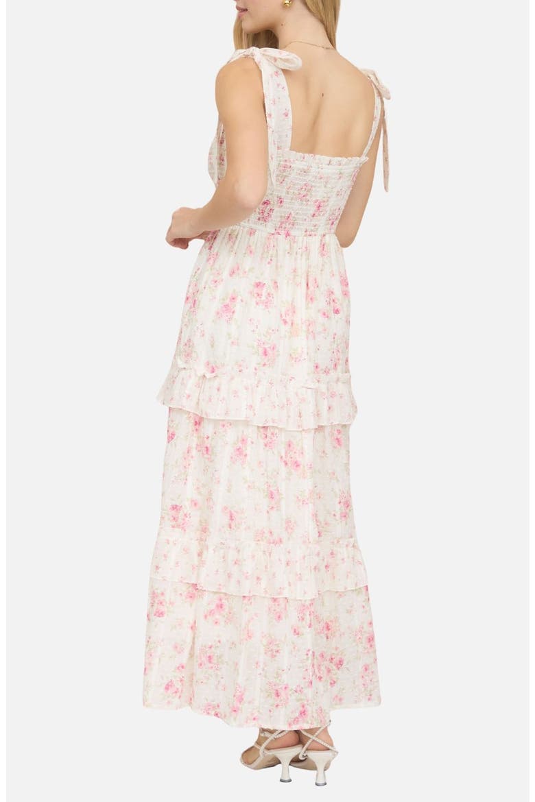 Floral Tie Strap Tiered Maxi Dress, Alternate, color, PINK MULTI