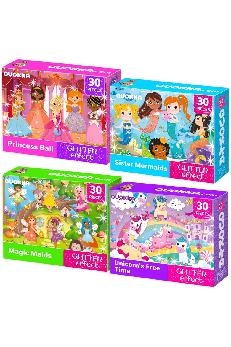 Kids Jigsaw Puzzle Set 30-Piece, Main, color, PrincessUnicornMermaidFairie