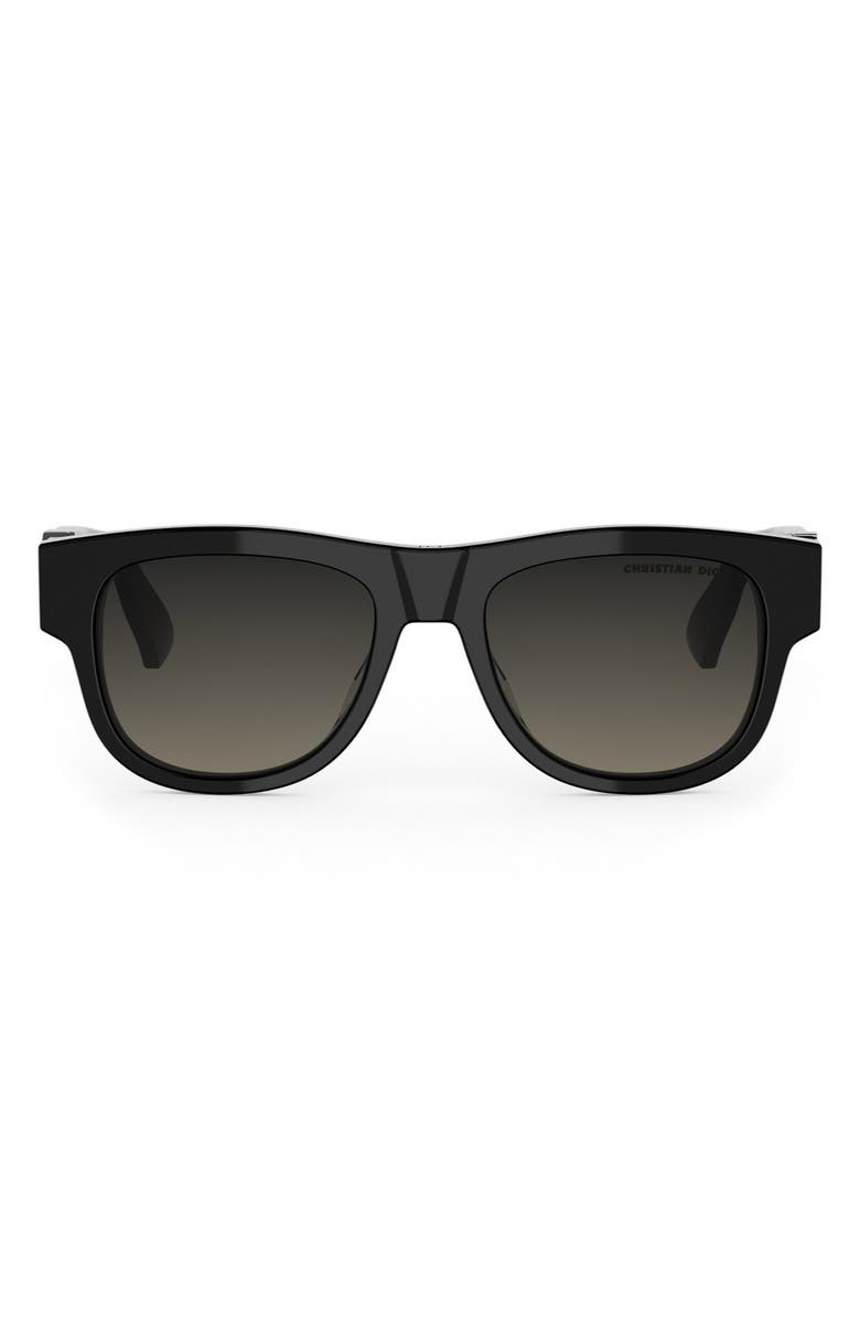 DIOR 'DiorOblique S3I 53mm Mirrored Geometric Sunglasses, Main, color, Shiny Black / Gradient Smoke