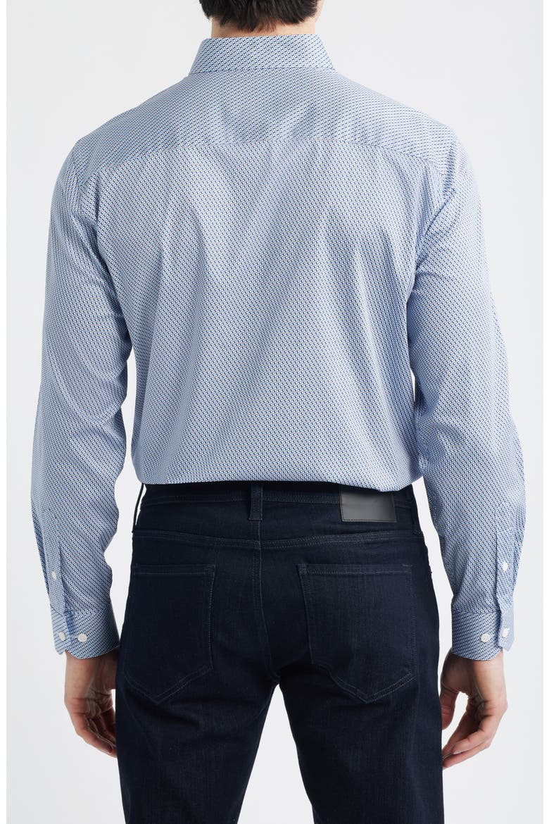 Logan Print Button-Up Shirt, Alternate, color, NAVY / BROWN TRIANGLE GRID
