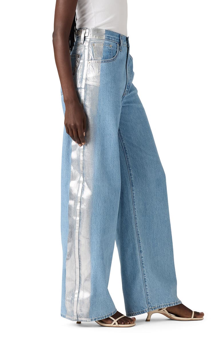 Levi's Cinch Metallic Side Stripe High Waist Baggy Wide Leg Jeans, Alternate, color, Rain Or Shine