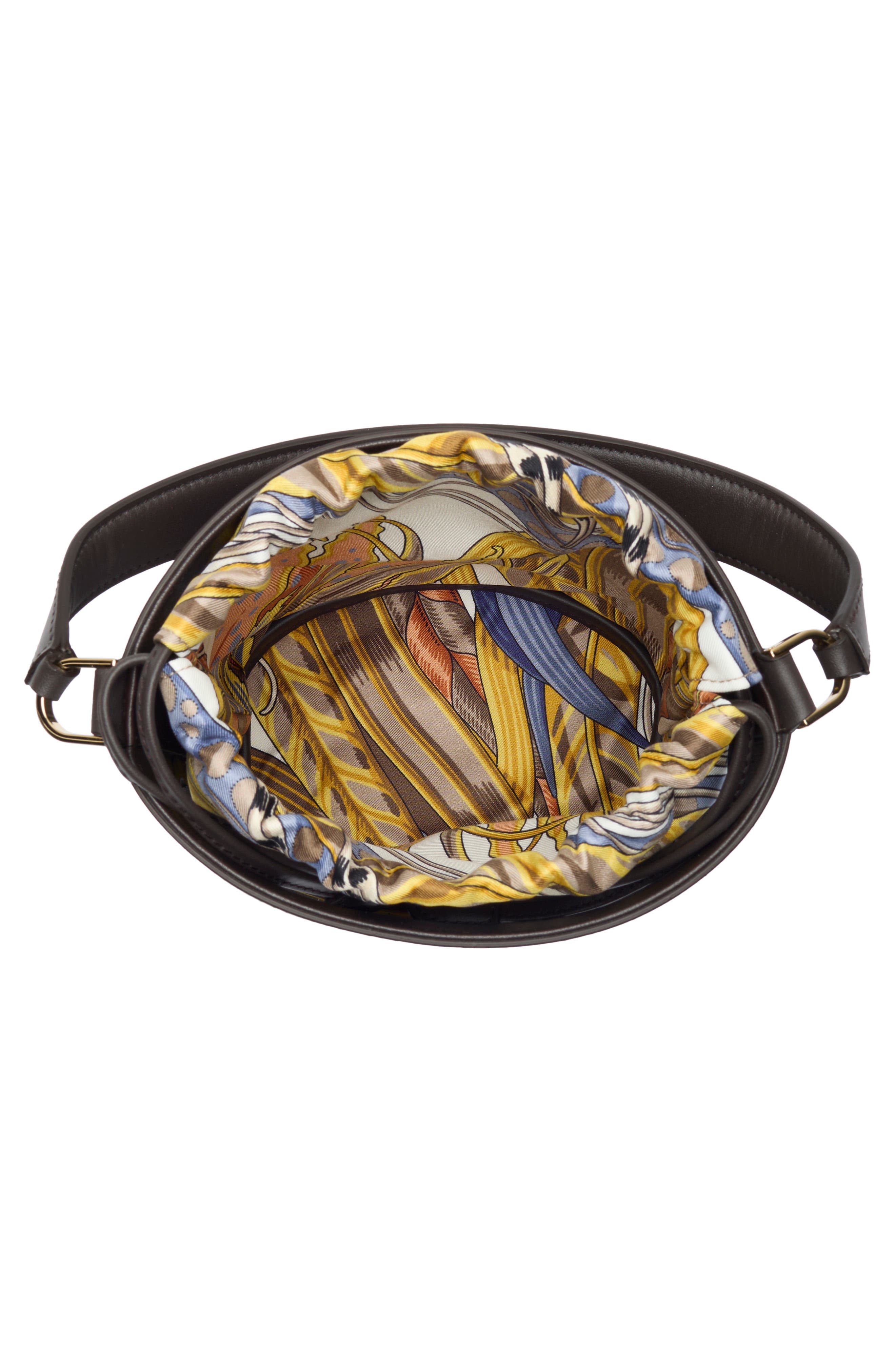 FERRAGAMO Gancio Leather Bucket Bag, Alternate, color, Testa Di Moro