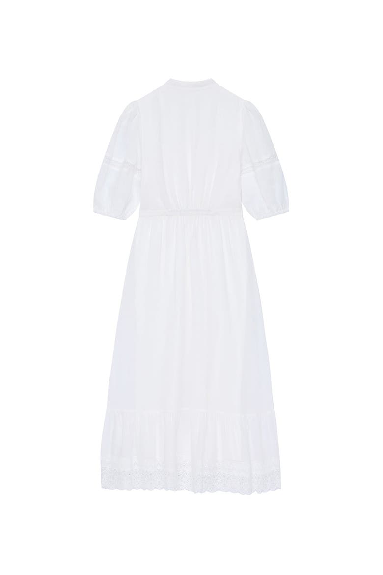 Ramie Puff Sleeve Midi Dress, Alternate, color, Ivory