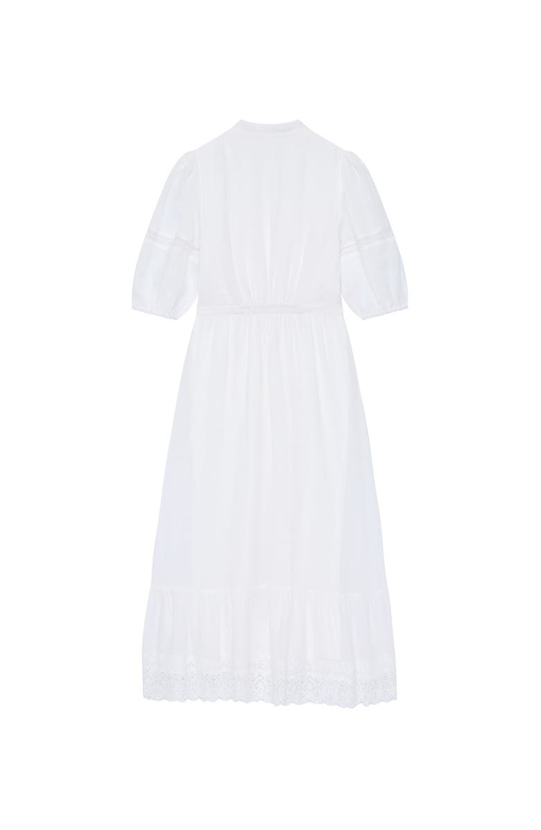 MINT VELVET Ramie Puff Sleeve Midi Dress, Alternate, color, Ivory