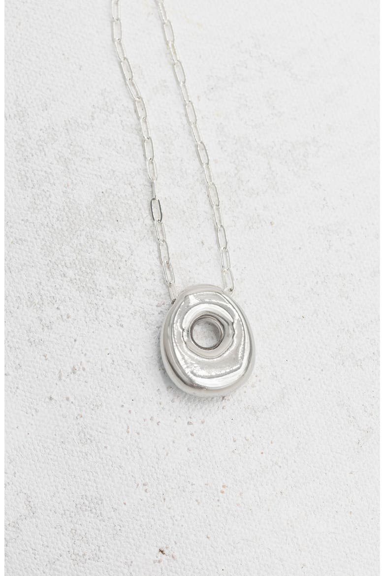 Small Paperclip Necklace with Silver Letter Charm, Main, color, Silver - O