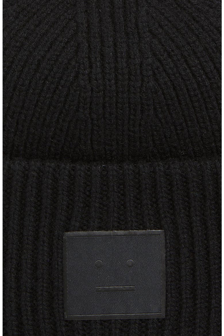 Pana Face Patch Wool & Yak Hair Blend Rib Beanie, Alternate, color, BLACK