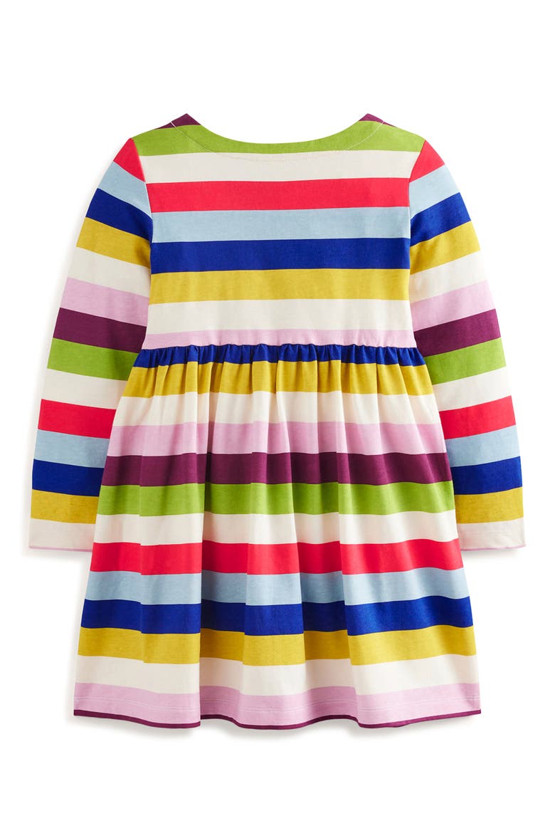 Kids' Fun Rainbow Stripe Long Sleeve Cotton Dress, Alternate, color, RAINBOW MULTI STRIPE