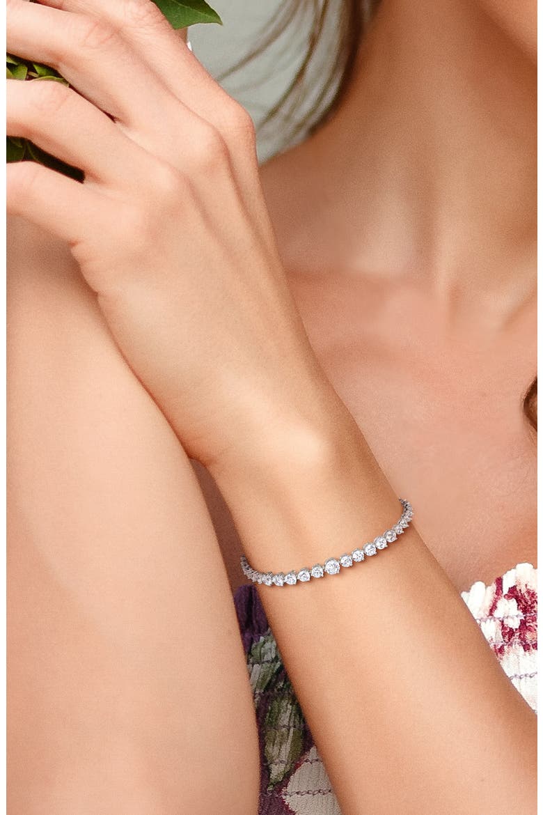 Graduated Lab Created White Sapphire Tennis Bracelet, Alternate, color, WHITE