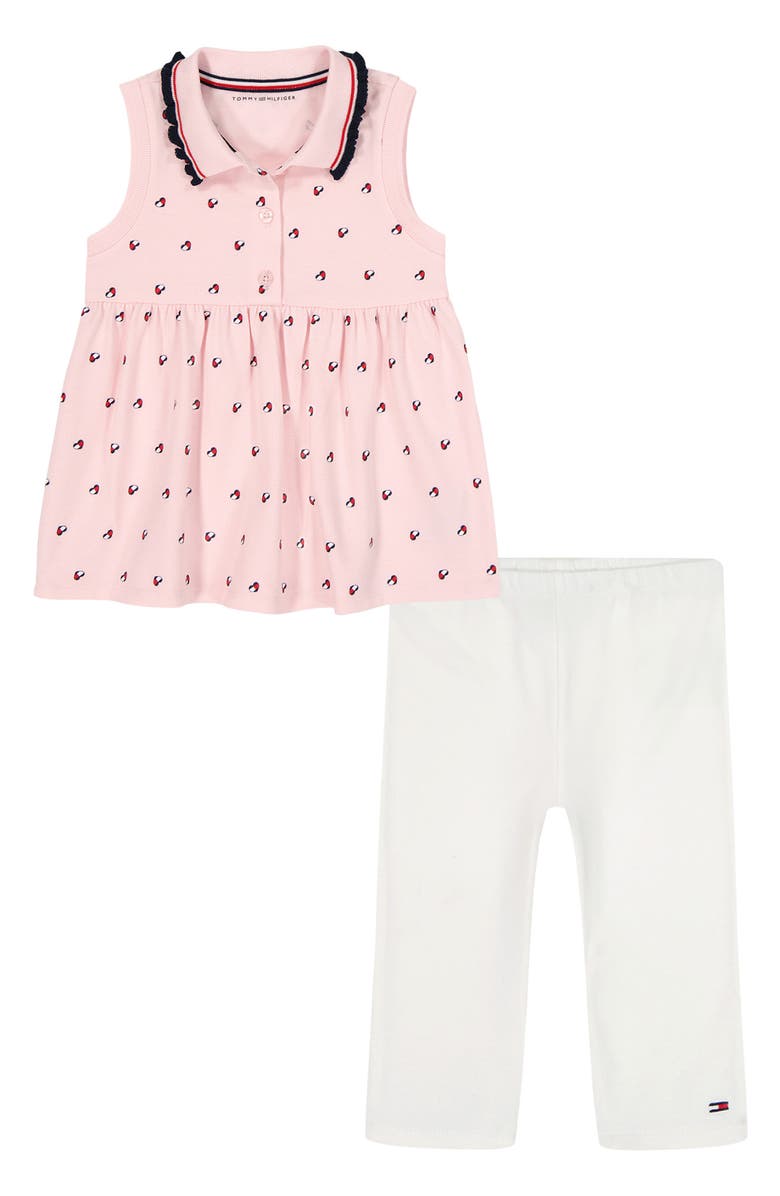 Tommy Hilfiger Johnny Collar Tunic & Leggings Set, Main, color, Dark Pink