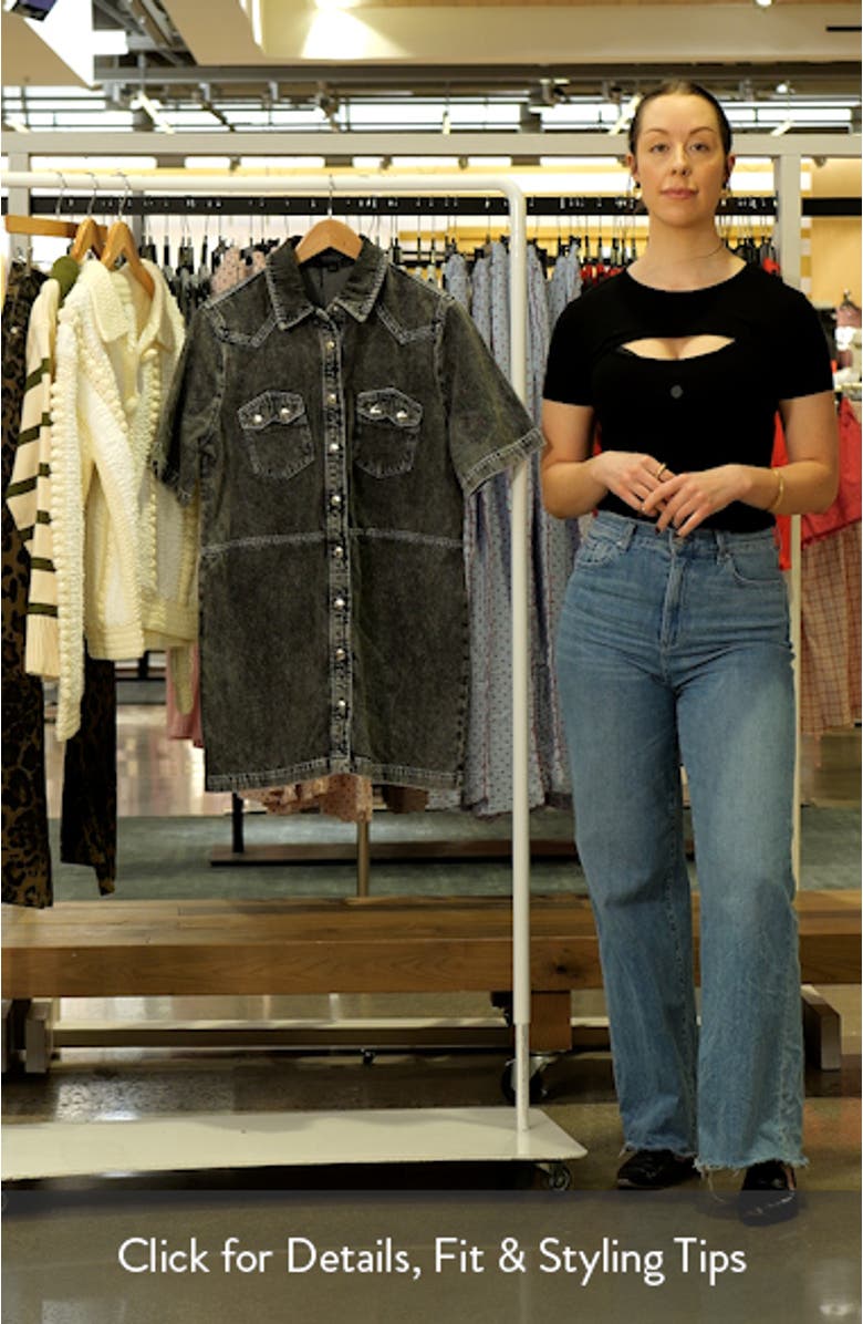 Rock Short Sleeve Denim Shirtdress, sales video thumbnail