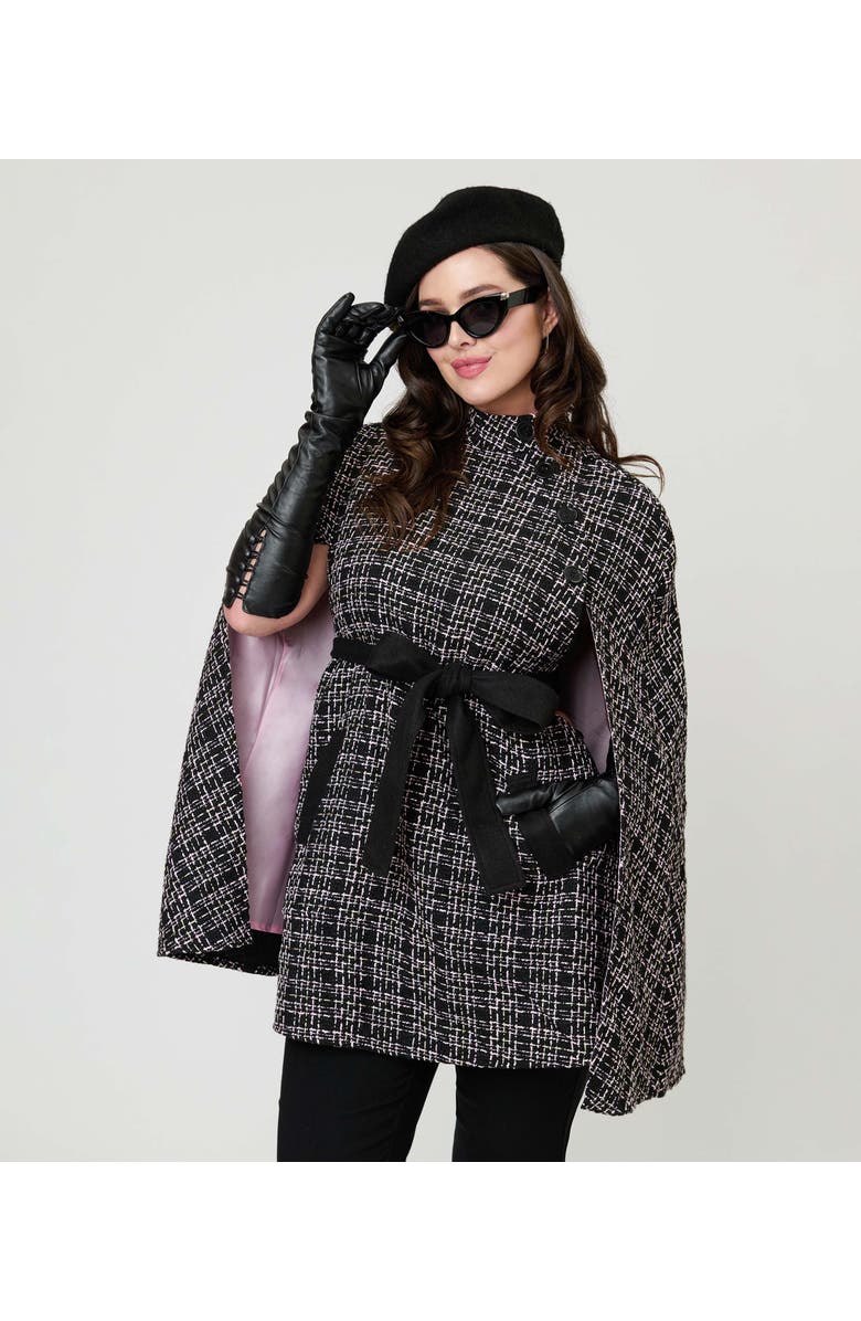 Smak Parlour Savile Row Cape Coat, Main, color, Black & White Tweed