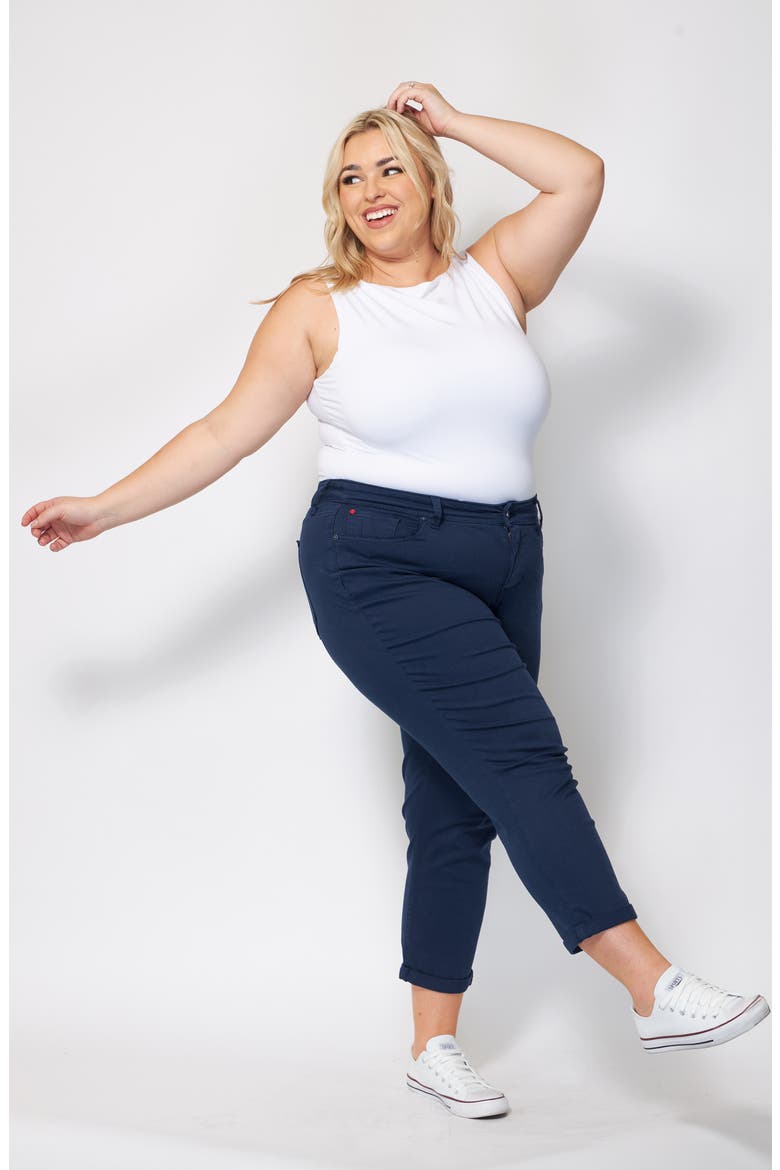 High Waist Ankle Boyfriend Jeans, Alternate, color, BLUE NIGHT