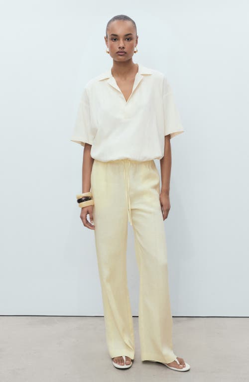 Mango Tie Waist Wide Leg Linen Pants