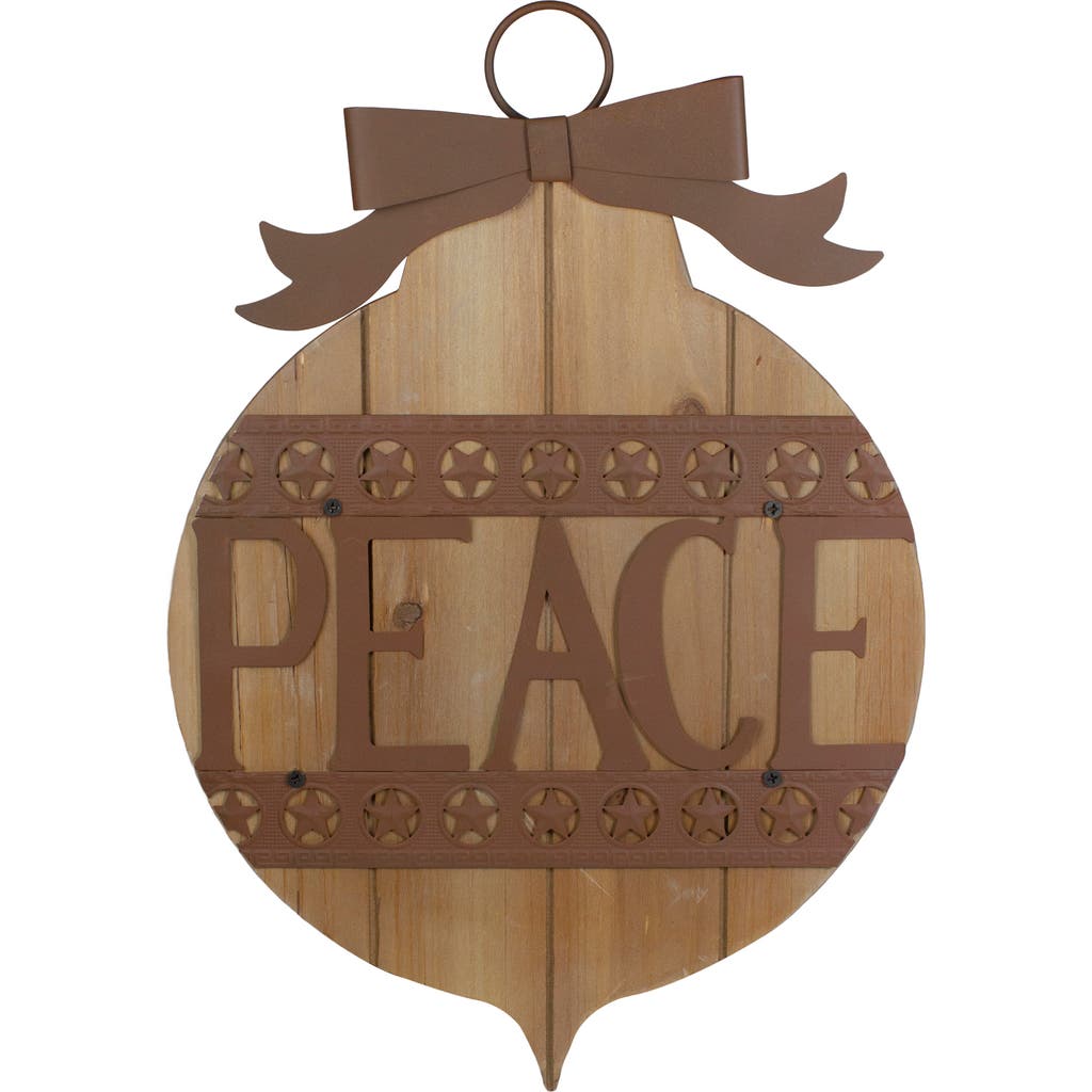 Northlight 17" Rustic Brown Peace Christmas Ornament Wall Sign In Brown