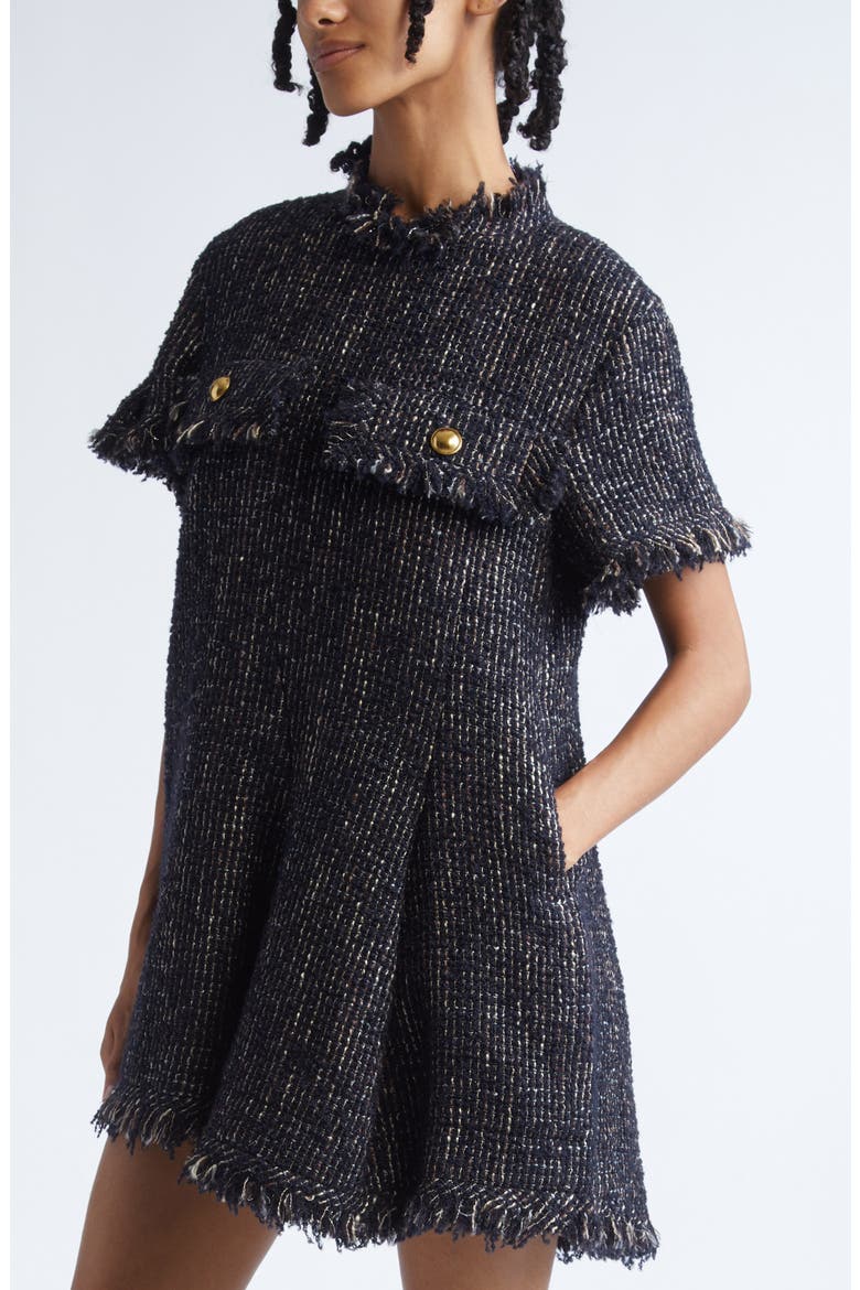 Sacai Short Sleeve Tweed Dress (Women) | Nordstrom
