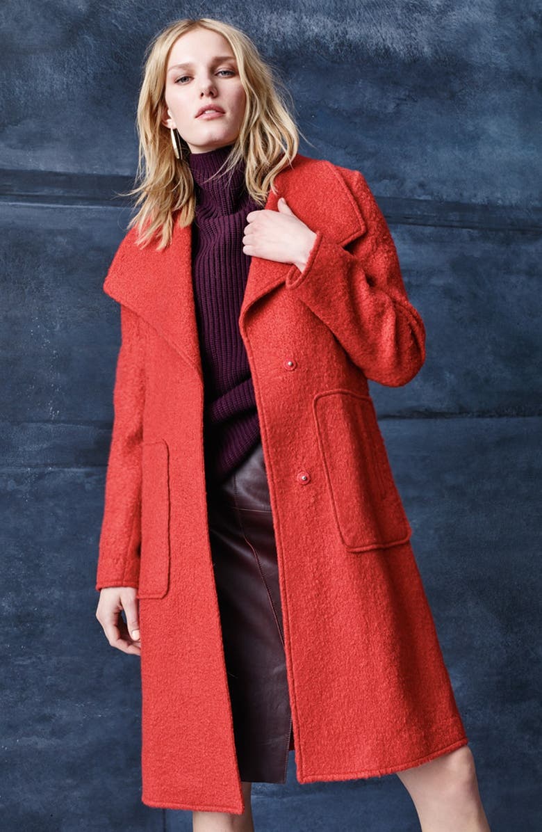 Bernardo Textured Long Coat, Alternate, color,