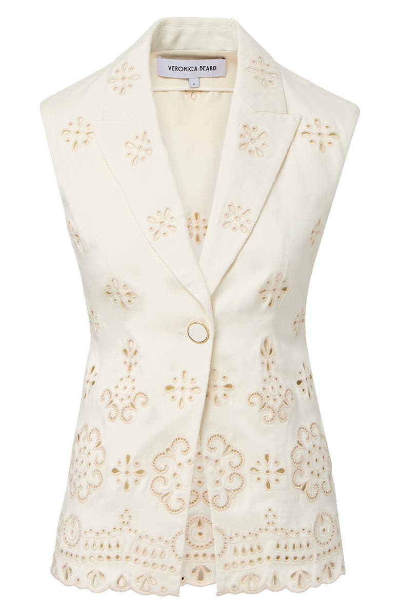 Veronica Beard Townes Eyelet Vest, Alternate, color, Dove