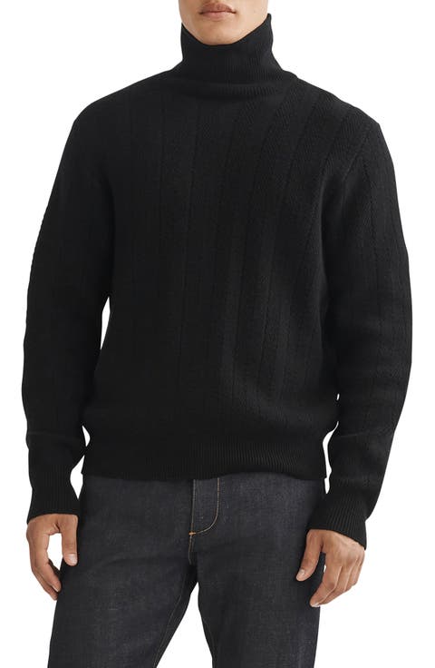 Durham Herringbone Cashmere Turtleneck Sweater