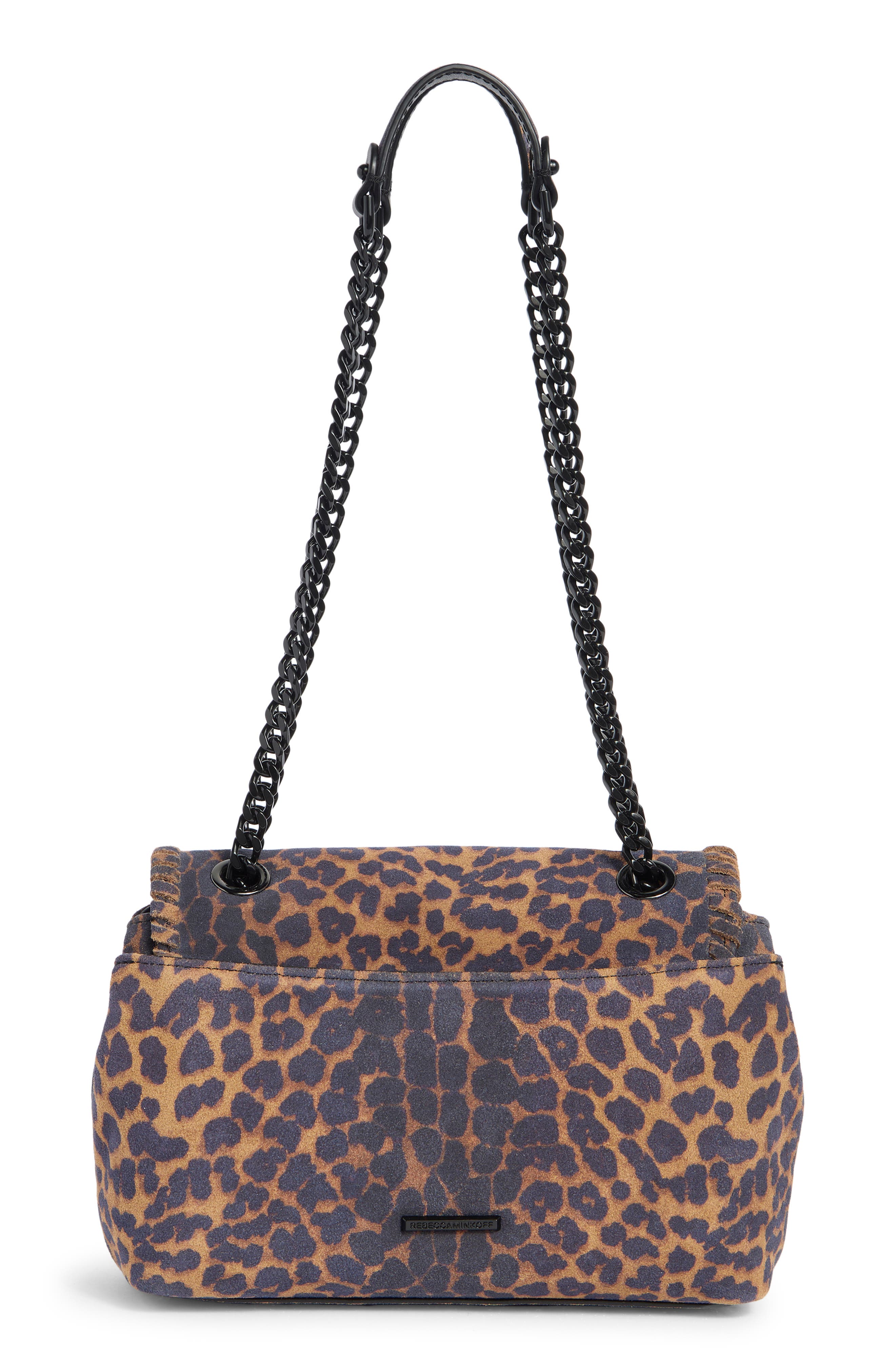 Rebecca Minkoff Edie Whipstitch Suede Crossbody Bag, Alternate, color, Leopard