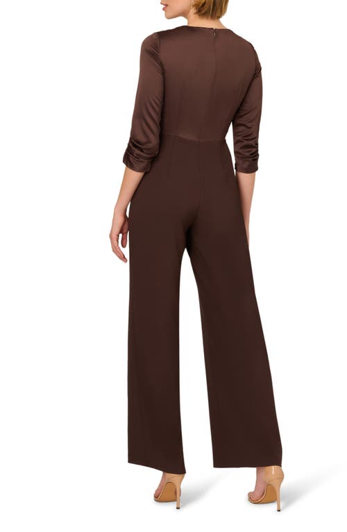Adrianna Papell Belted Wide Leg Satin Crepe Jumpsuit