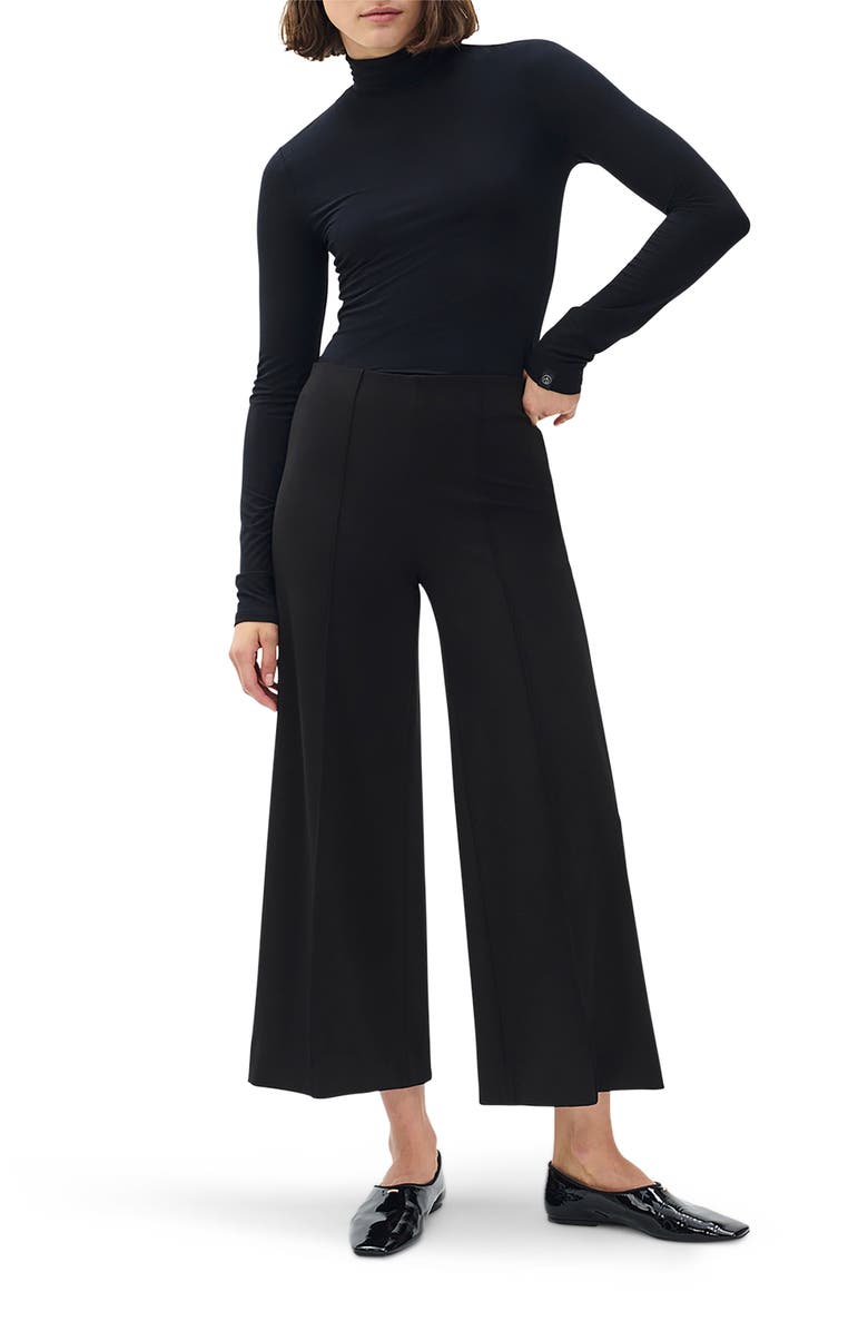 rag & bone Irina Wide Leg Crop Pants, Alternate, color, Black