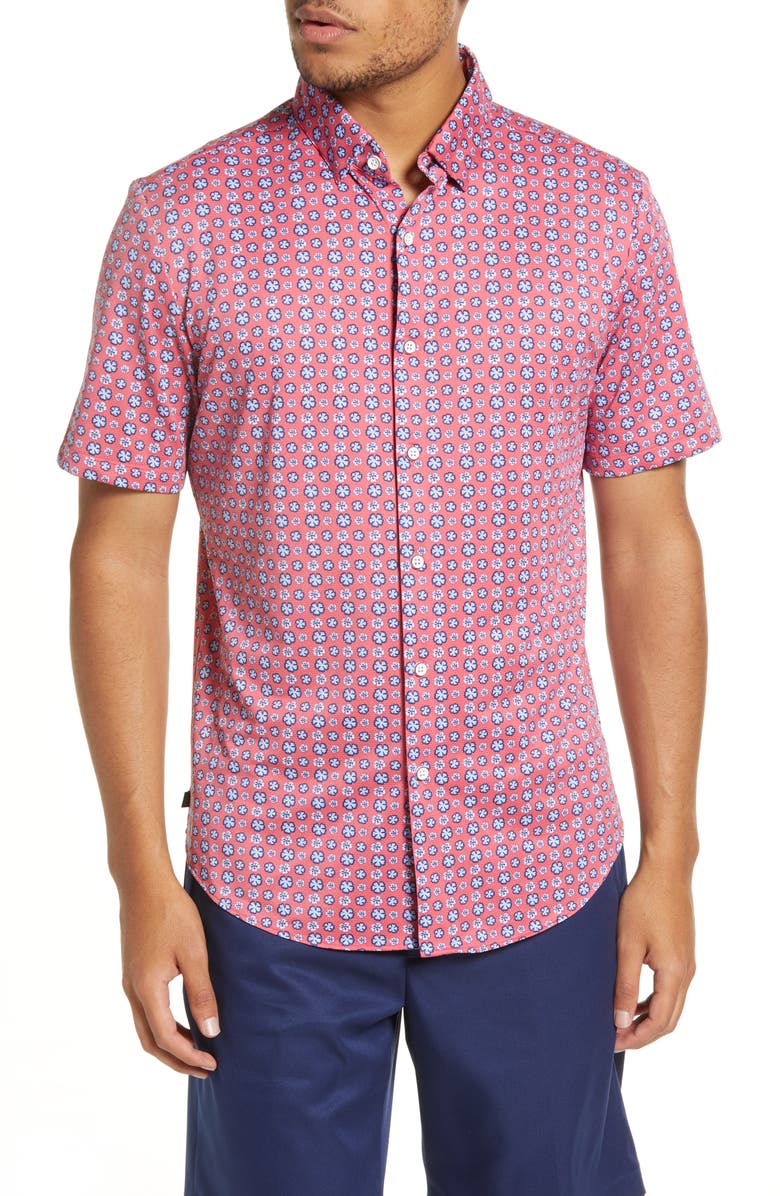 Mizzen+Main Men's Halyard Floral Short Sleeve Stretch Button-Up Shirt, Main, color, 