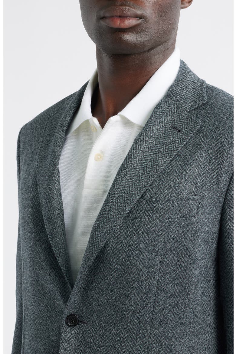 Kei Trim Fit Grey Wool Herringbone Sport Coat, Alternate, color, GREEN