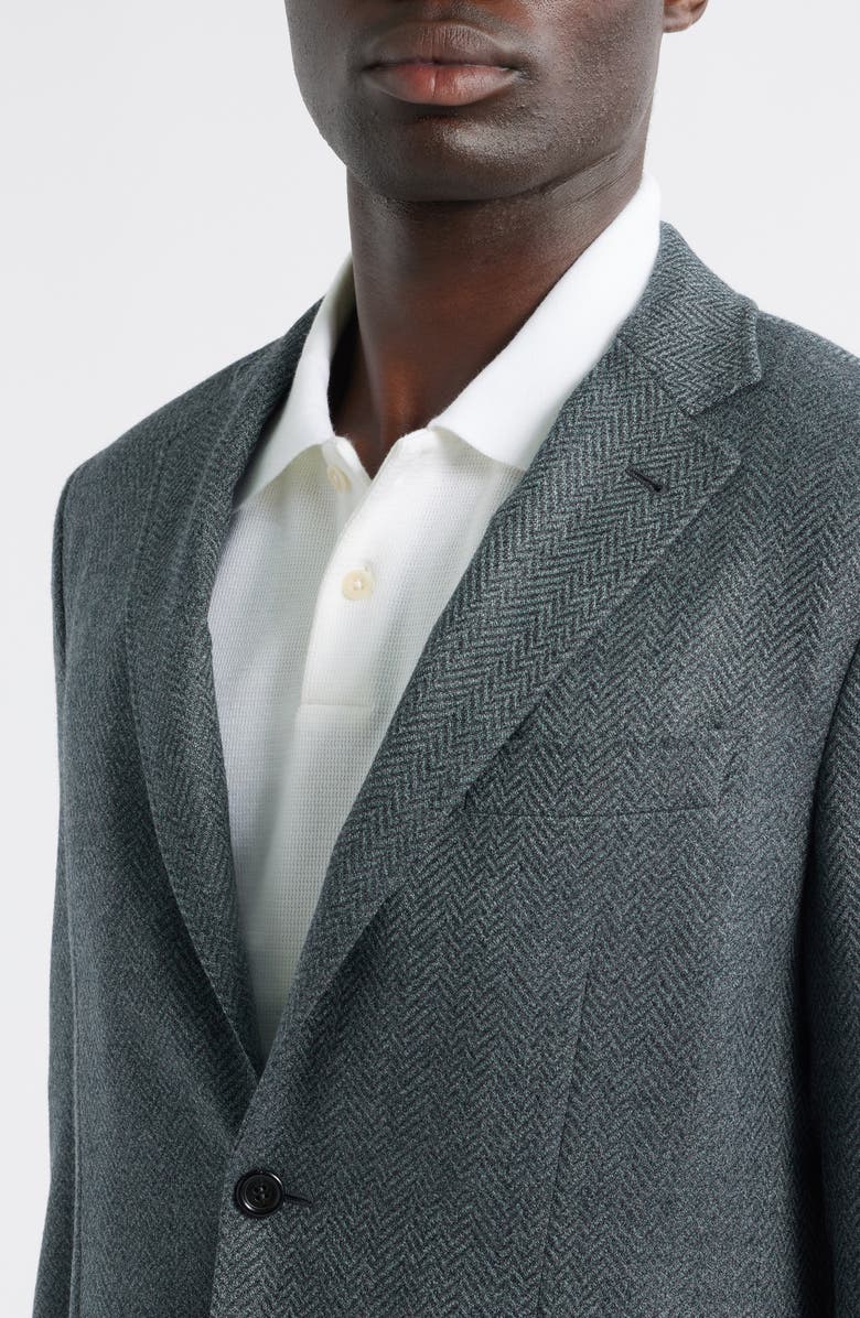 Canali Kei Trim Fit Grey Wool Herringbone Sport Coat, Alternate, color, Green