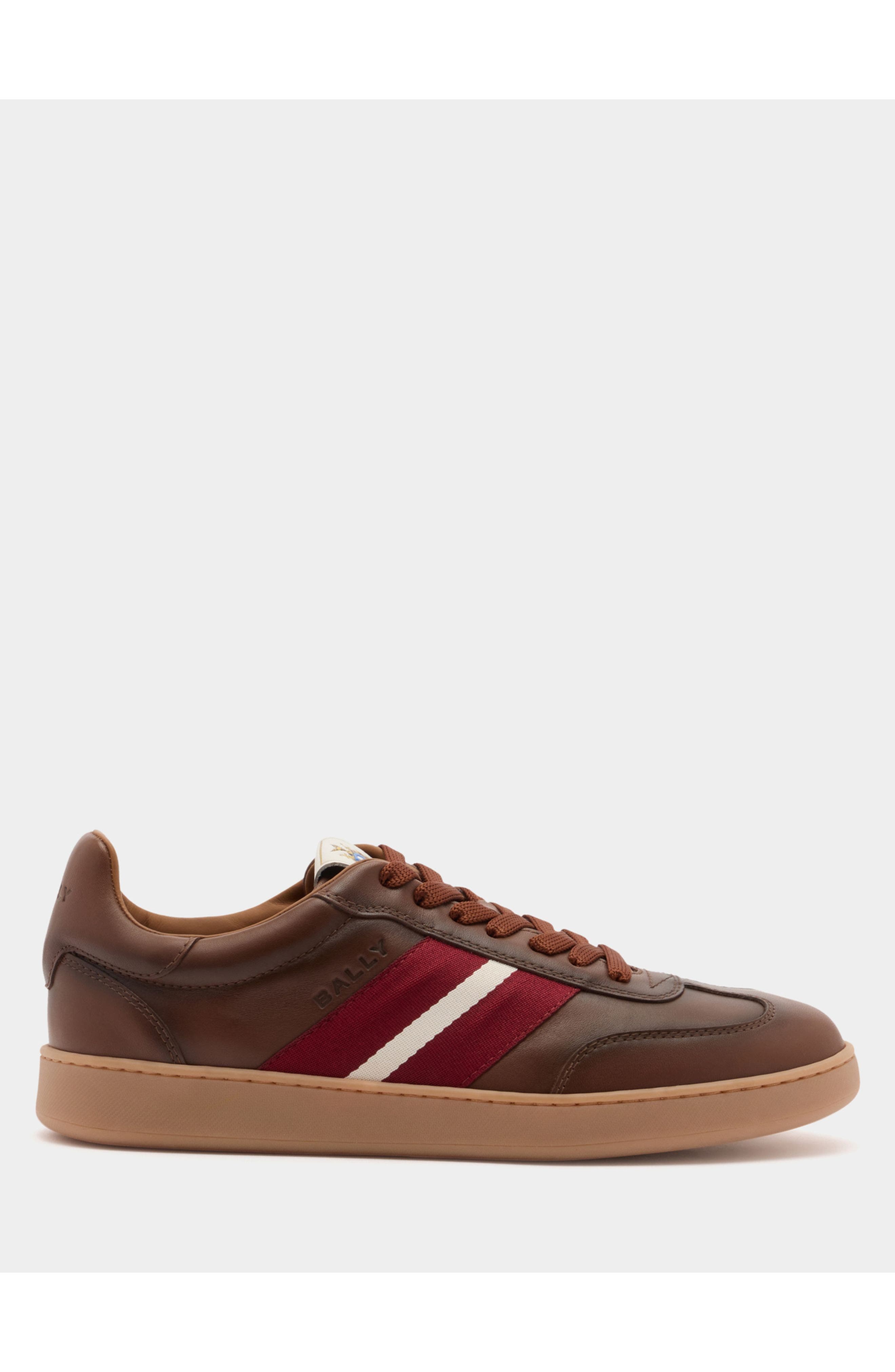 Bally Retro Crest Sneaker In Brushed Leather, Main, color, Brown