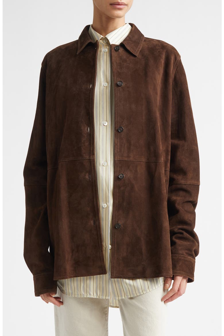Soft Suede Overshirt, Main, color, BARK
