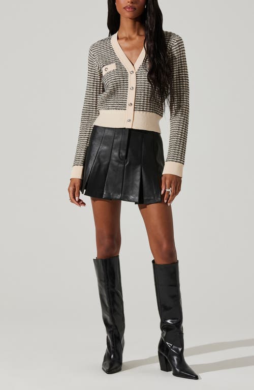 Astr Ellory Cream And Black Striped Button-front Cardigan Sweater In Multi