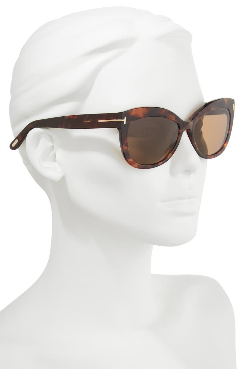 TOM FORD Alistair 56mm Gradient Sunglasses, Alternate, color, Red Havana / Brown Polarized