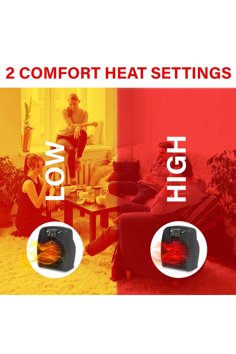1500 W Portable Electric Space Heater and Fan in Black, Alternate, color, Black