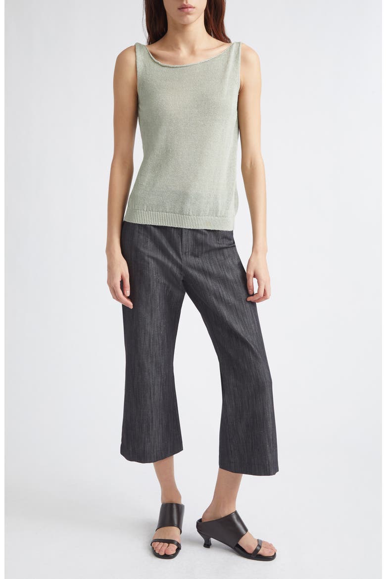 Sibily Organic Cotton & Linen Denim Kick Flare Capri Pants, Alternate, color, 209 - GREY