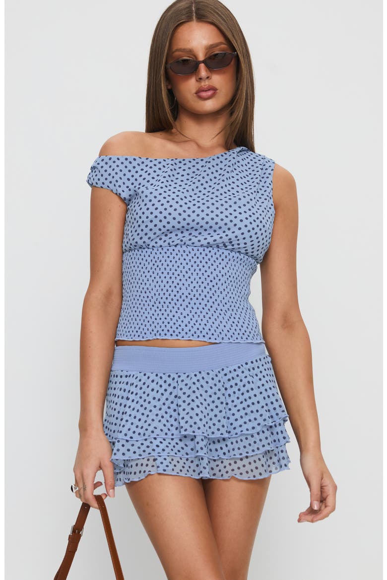 Ready to Party Polka Dot Tiered Frill Skort, Alternate, color, BLUE / POLKA