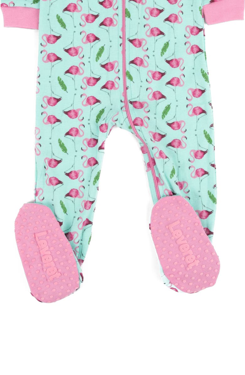 Leveret Footed Printed Cotton Matching Family Pajamas, Animal Kingdom Prints, Alternate, color, Flamingo