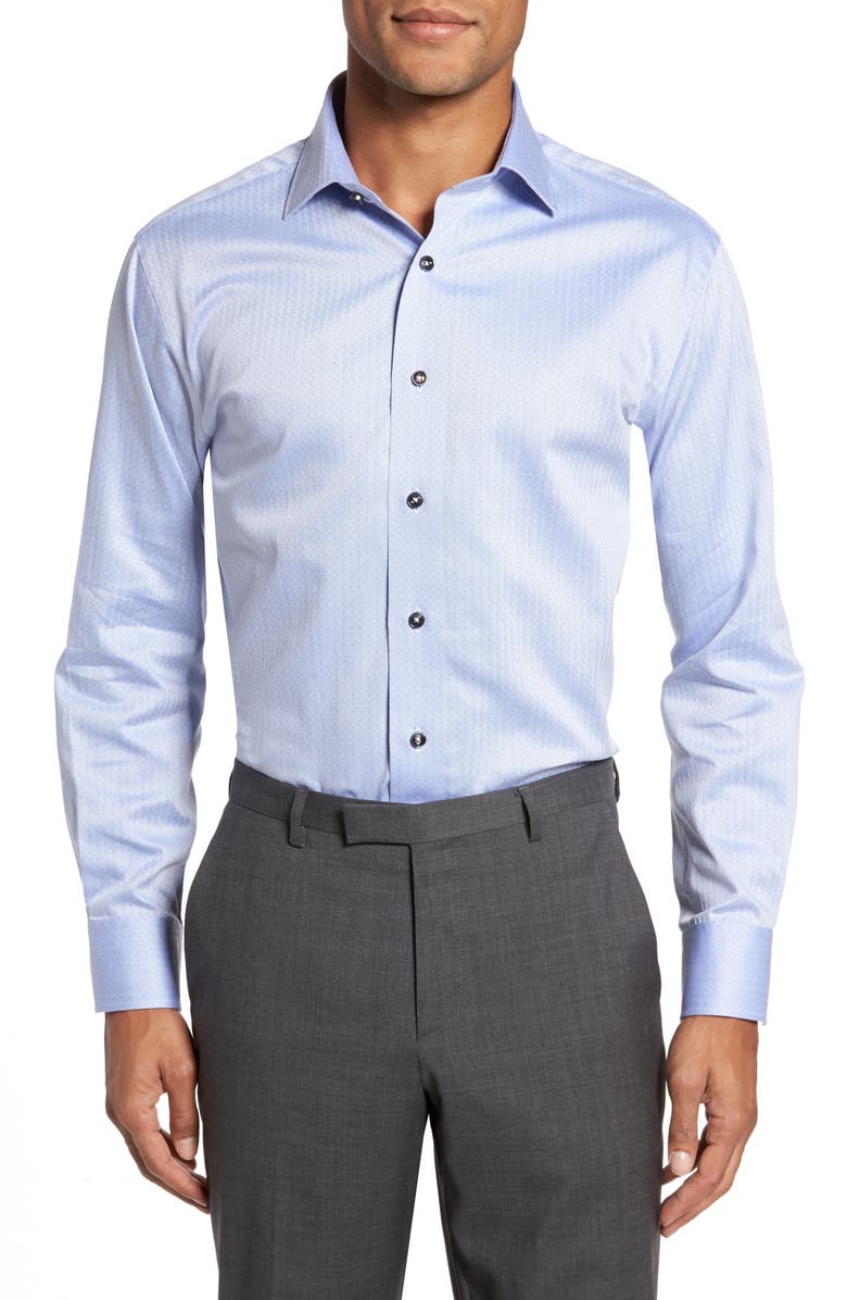 Lorenzo Uomo Trim Fit Herringbone Dress Shirt, Main, color, 