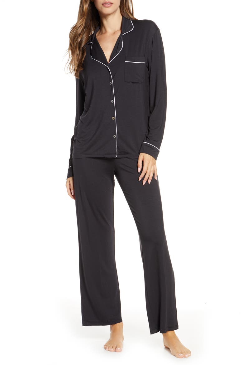 Lenon Jersey Pajamas, Main, color, BLACK